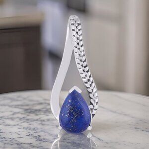 Handmade Lapis Pear Shaped Sterling SIlver Pendant